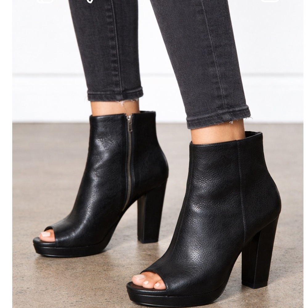 All Saints bleach pebbled leather peep toe bootie